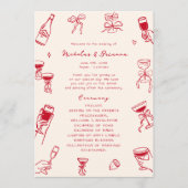 Rode Hand getrokken bruiloft Programmakaart (Voorkant)