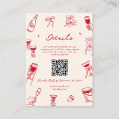 Rode Hand getrokken dat meer bruiloft details QR-c Informatiekaartje (Voorkant)