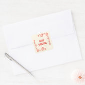 Rode Hand getrokken Doodle grillige vrolijke kerst Vierkante Sticker (Envelop)