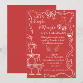 Rode Hand getrokken feestelijke vriendjes kerstfee Kaart (Voorkant / Achterkant)