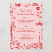 Rode Hand getrokken grillige bruiloft menu (Voorkant)