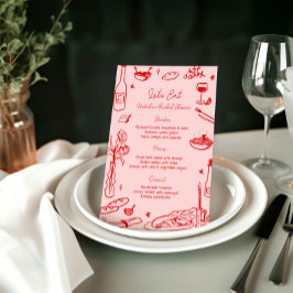 Rode Hand getrokken grillige bruiloft menu