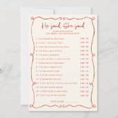 Rode Hand getrokken Hij zei dat ze Vrijgezellenfee Kaart (Voorkant)