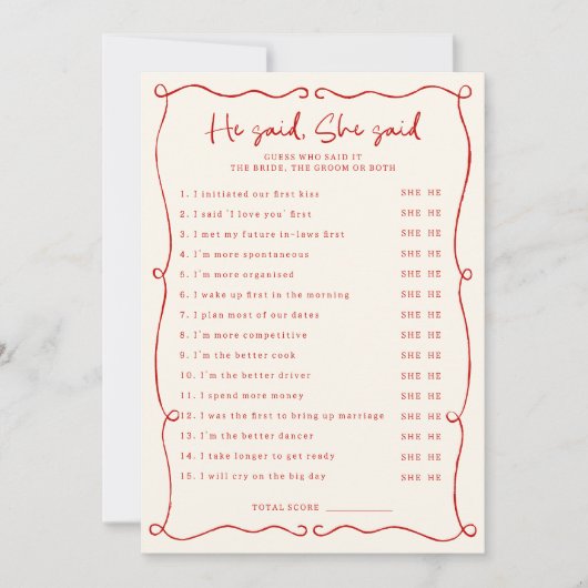 Rode Hand getrokken Hij zei dat ze Vrijgezellenfee Kaart (Voorkant)