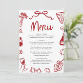 Rode Hand getrokken Italiaanse grillige pizza Past Menu (Staand voorkant)