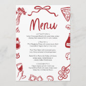 Rode Hand getrokken Italiaanse grillige pizza Past Menu (Voorkant)