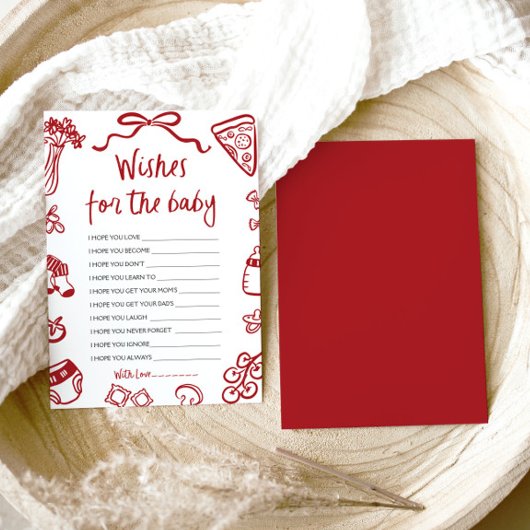 Rode Hand getrokken Italiaanse wensen voor Baby ad Kaart