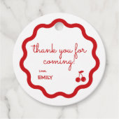 Rode Hand Getrokken Kersen Op Top Verjaardag Bedankjes Labels (Voorkant)