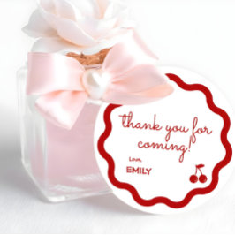 Rode Hand Getrokken Kersen Op Top Verjaardag Bedankjes Labels