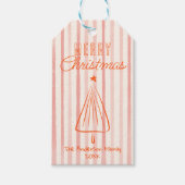  Rode Hand Getrokken Kerst Abstracte Boom Cadeaulabel (Voorkant)