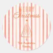  Rode Hand Getrokken Kerstboom Abstract Ronde Sticker (Voorkant)