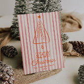 Rode Hand Getrokken Kerstboom Niet-Foto Feestdagenkaart