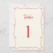 Rode Hand Getrokken Lijst Tafelnummer (Achterkant)