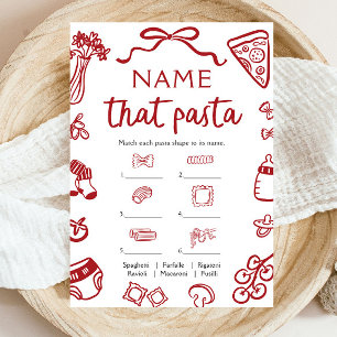 Rode Hand Getrokken Naam Dat Pasta Baby shower Spe Kaart