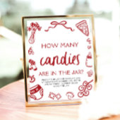 Rode hand getrokken raden hoeveel Snoepjes Baby sh Poster