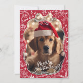 Rode Hand Getrokken Vrolijke Kerstmis Kaart (Achterkant)