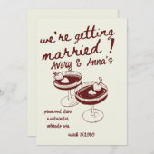 Rode hand tekenen bruiloft grillig kaart (Voorkant / Achterkant)