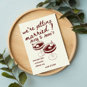 Rode hand tekenen bruiloft grillig kaart