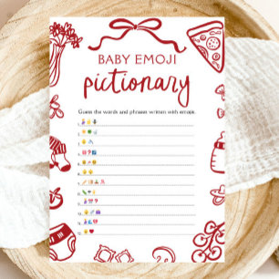 Rode Hand Tekening Italiaanse Baby Emoji Pictionar Kaart