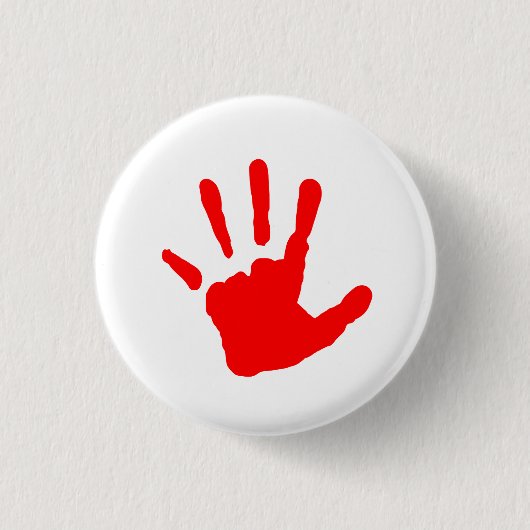 Rode handafdruk ronde button 3,2 cm (Voorkant)