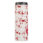 Rode handafdrukken en bloedspatten met voorzichtig thermosbeker (Achterkant)