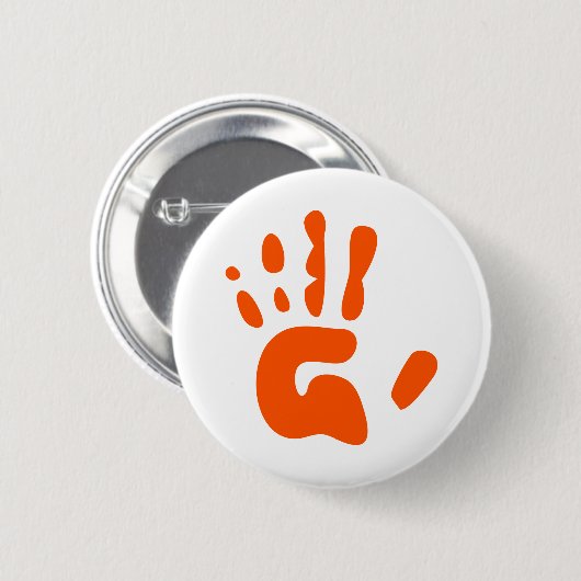 Rode handdruk ronde button 5,7 cm (Voorkant /achterkant)