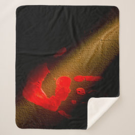 Rode handdruk sherpa deken