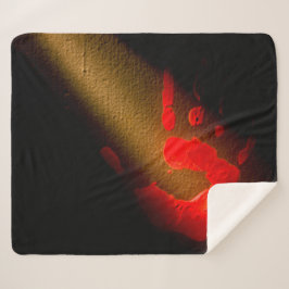 Rode handdruk sherpa deken