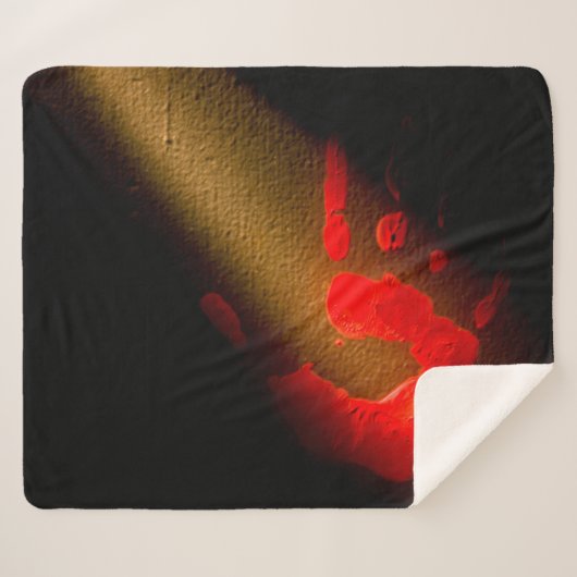 Rode handdruk sherpa deken (Voorkant (horizontaal))