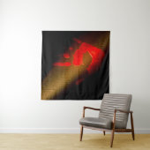 Rode handdruk wandkleed (In situ)