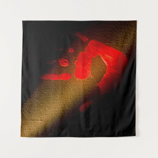 Rode handdruk wandkleed (Voorkant)