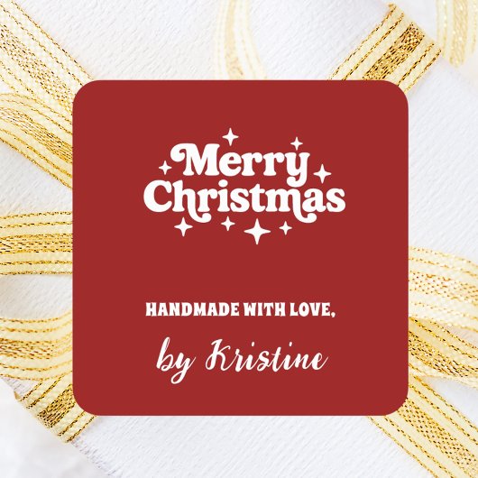 Rode handgemaakt door Christmas Gift Wrapping Vierkante Sticker