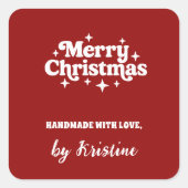 Rode handgemaakt door Christmas Gift Wrapping Vierkante Sticker (Voorkant)