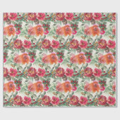  rode handgeschilderde bloemenkerstbloemen cadeaupapier (Vlak)