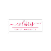 Rode handgeschreven Ex Libris-script met aangepast Zelfinktende Stempel (Design)