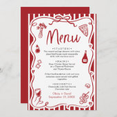 Rode handgeschreven grillige Italiaanse Pizza Past (Voorkant / Achterkant)