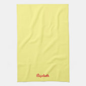 Rode Handgeschreven Naam Lichtgele Stevige Kleur Theedoek (Verticaal)