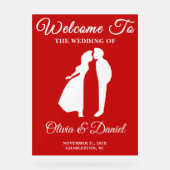 Rode handgeschreven script Kerst bruiloft welkom Acryl Bord (Voorkant)