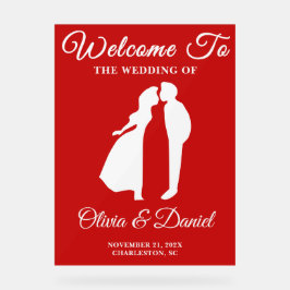 Rode handgeschreven script Kerst bruiloft welkom Acryl Bord