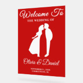 Rode handgeschreven script Kerst bruiloft welkom Acryl Bord (Hoek)