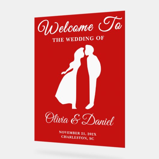 Rode handgeschreven script Kerst bruiloft welkom Acryl Bord (Hoek)