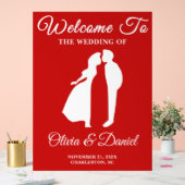 Rode handgeschreven script Kerst bruiloft welkom Acryl Bord (Huwelijk)