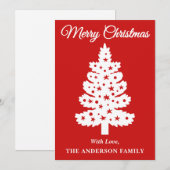 Rode handgeschreven script kerstboom feestdagenkaart (Voorkant / Achterkant)