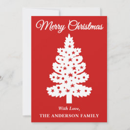 Rode handgeschreven script kerstboom feestdagenkaart