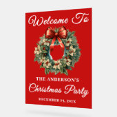 Rode handgeschreven script kerstfeest welkom acryl bord (Hoek)