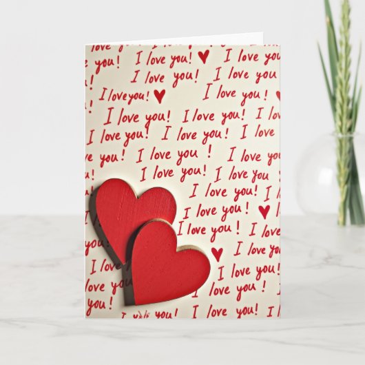 Rode handgeschreven Valentijnskaart met liefdesboo Kaart (Voorkant)