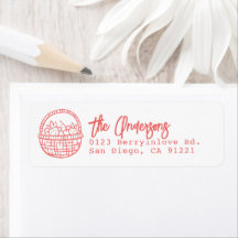 Rode handgetekende aardbei-mand retouradres