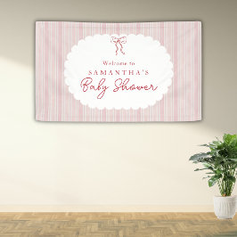 Rode handgetekende bogen roze meisje baby shower v spandoek