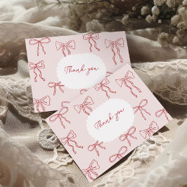 Rode handgetekende boho bogen roze baby shower bedankkaart