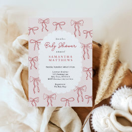 Rode handgetekende boho bogen roze meisje baby sho